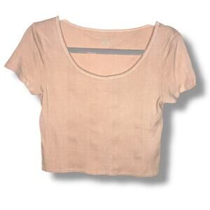 American Eagle Ribbed Pink Crop Top Shirt Medium